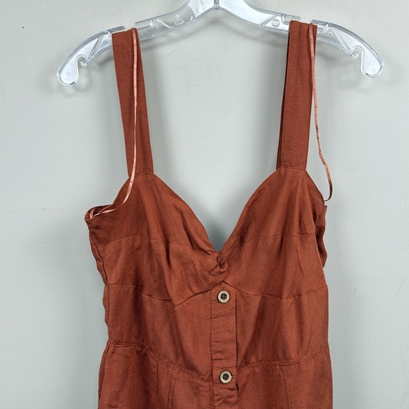NEW MAEVE ANTHROPOLOGIE M brick orange linen mini dress - Picture 5 of 10